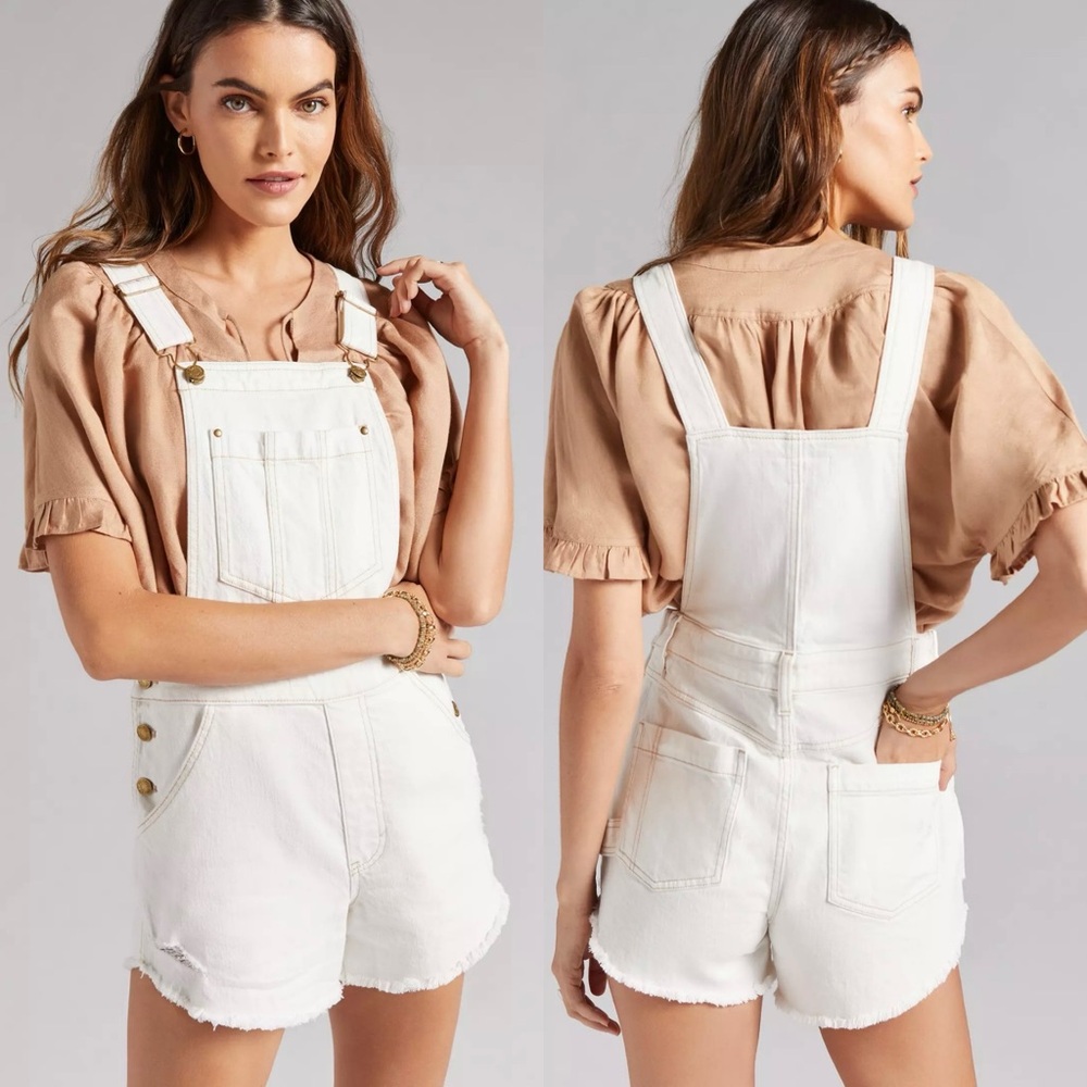 Pilcro White Denim Short Overalls